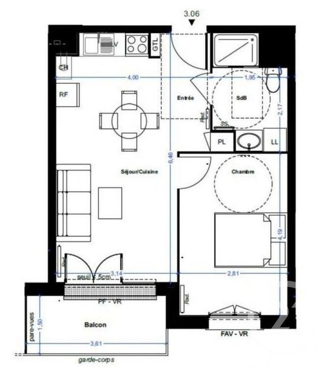 Appartement F2 à vendre - 2 pièces - 39.3 m2 - LE PETIT QUEVILLY - 76 - HAUTE-NORMANDIE - Century 21 Harmony