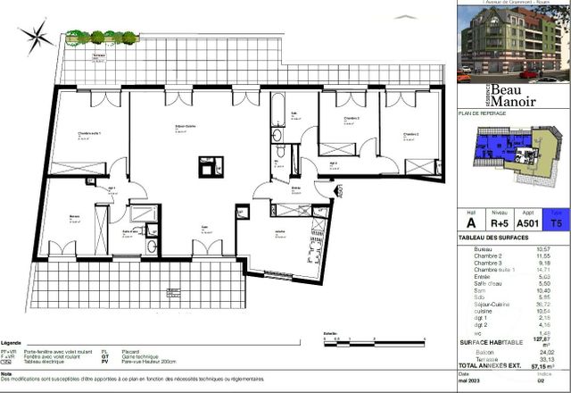 Appartement F5 à vendre - 5 pièces - 127.87 m2 - ROUEN - 76 - HAUTE-NORMANDIE - Century 21 Harmony